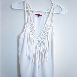 Bke White fringe tank blouse